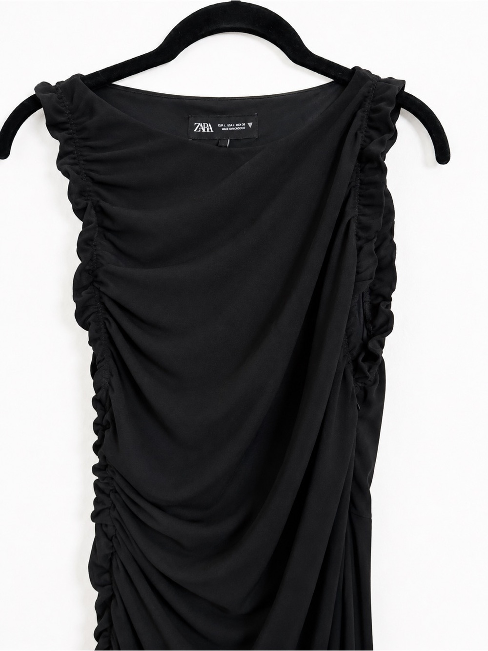 Zara Sleeveless Black Ruched Maxi Dress - Picture 4 of 5